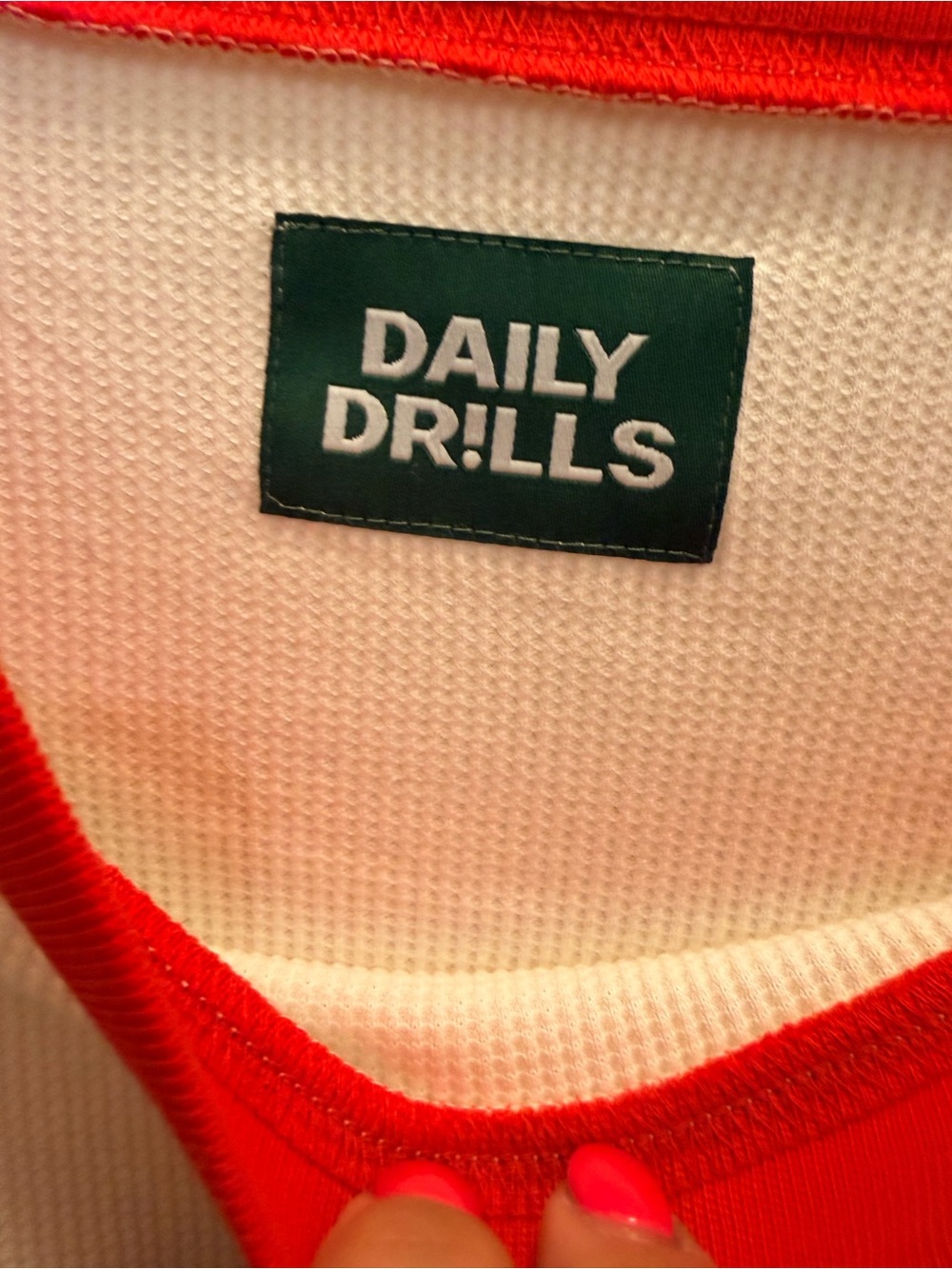 Daily Drills x Driscolls Cream Long Sleeve Tee with Red Trim and Logo - Picture 3 of 6